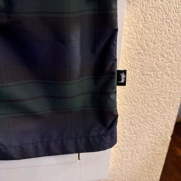 Stussy Tartan Plaid Nylon Mid Length Lightweight Rain Coat Jacket Size Small - Picture 6 of 8